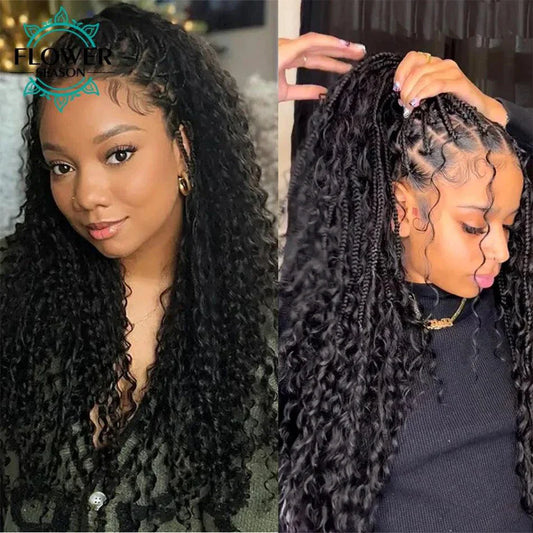 Trenzas Birmanas Boho - Extensiones de Cabello Humano Rizado a Granel de Doble Estirado para Trenzar - 3 Paquetes