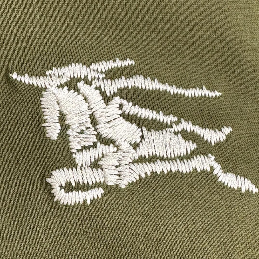 Burberry Green & White T-Shirt Without Collar - Premium Cotton Comfort