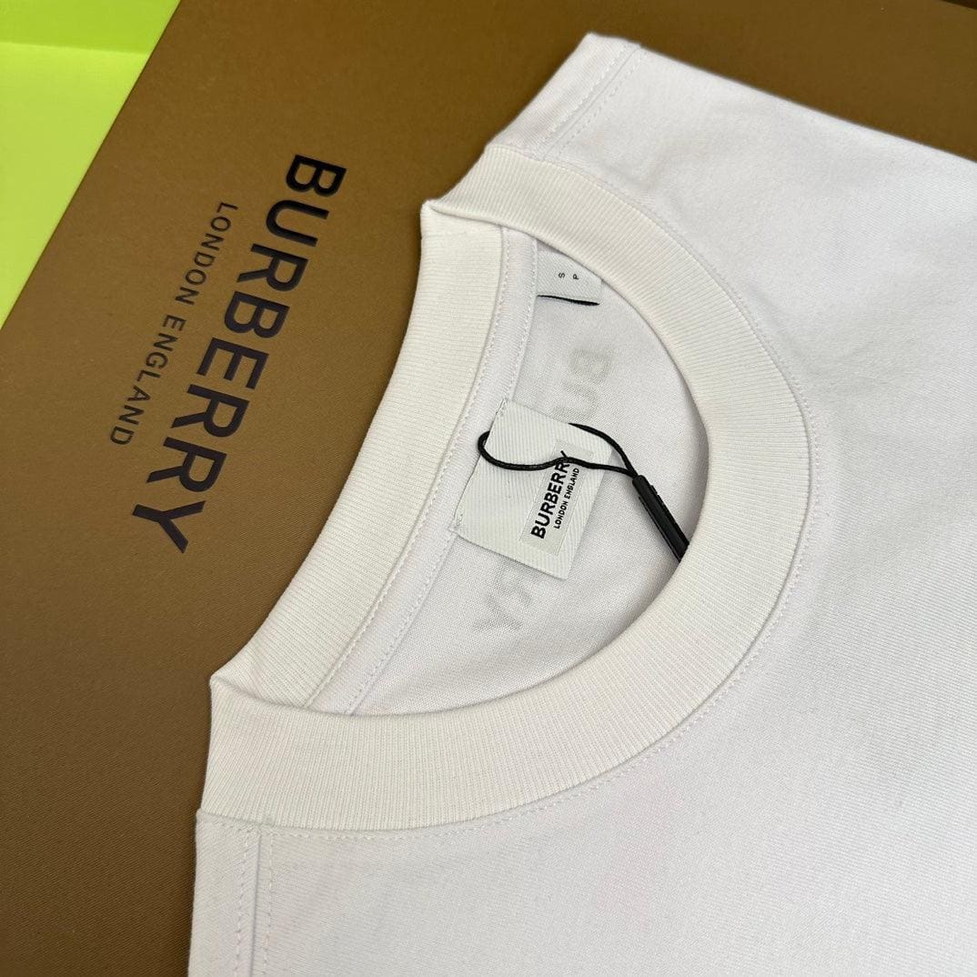 Burberry T-Shirt Without Collar 'White & Beige' - Luxury Casual Elegance