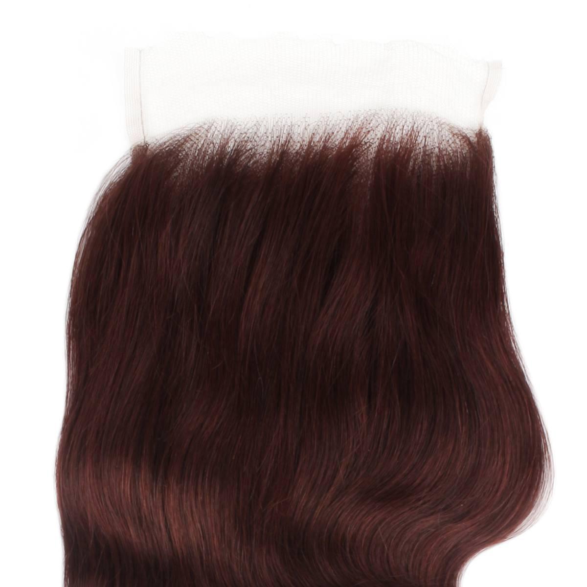 Cierre de Cabello Humano Burgundy Body Wave 5x5 con Encaje HD