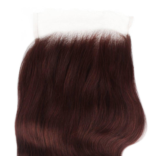 Cierre de Cabello Humano Burgundy Body Wave 5x5 con Encaje HD