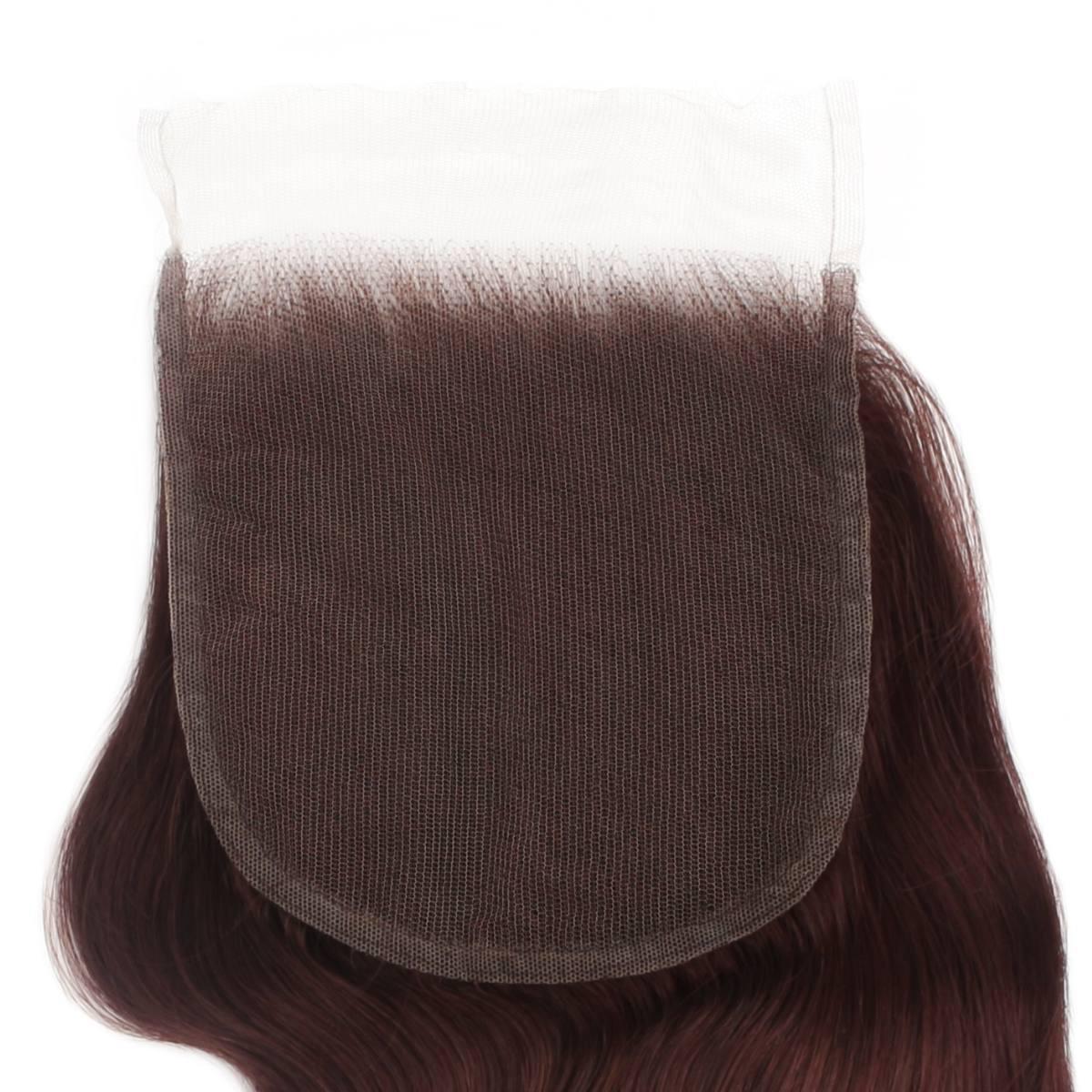 Cierre de Cabello Humano Burgundy Body Wave 5x5 con Encaje HD