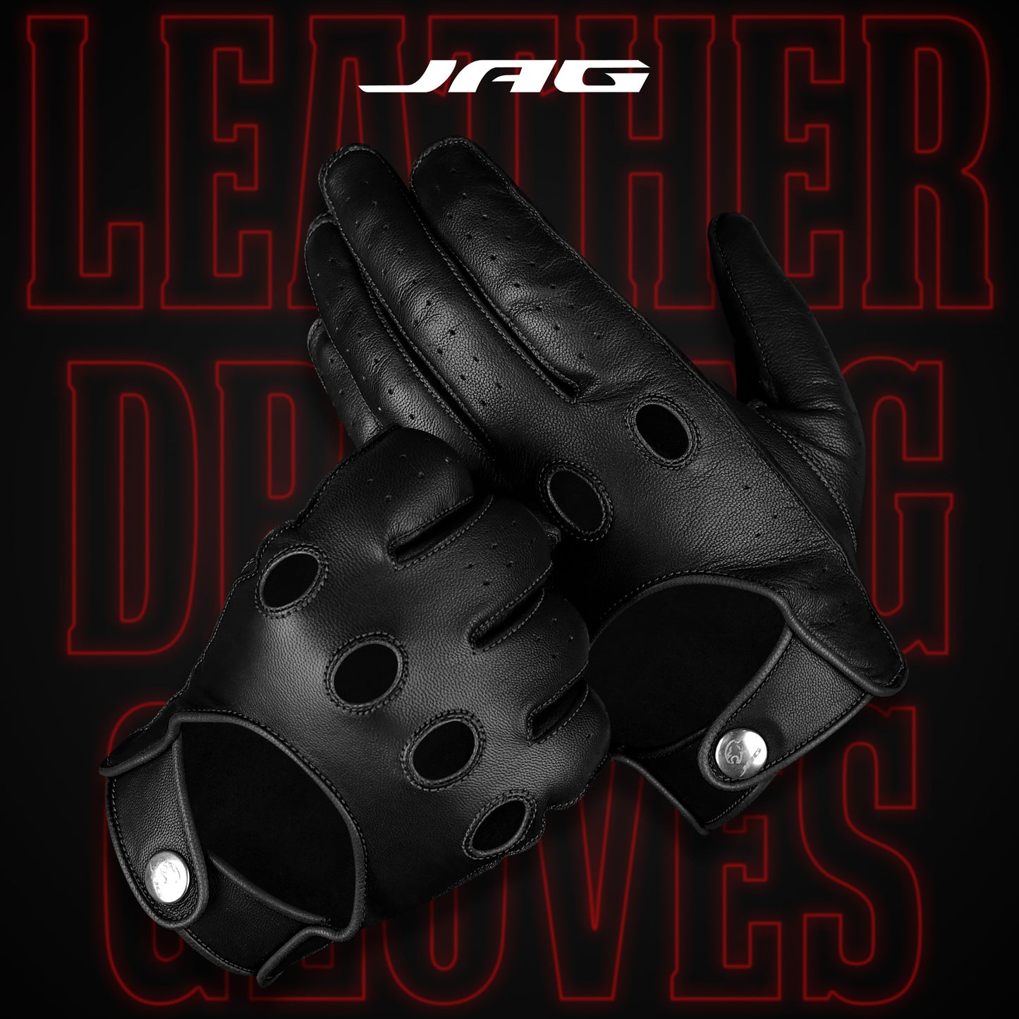Guantes de cuero de Caballero Oscuro - Diseño de dedos completos (Negro)