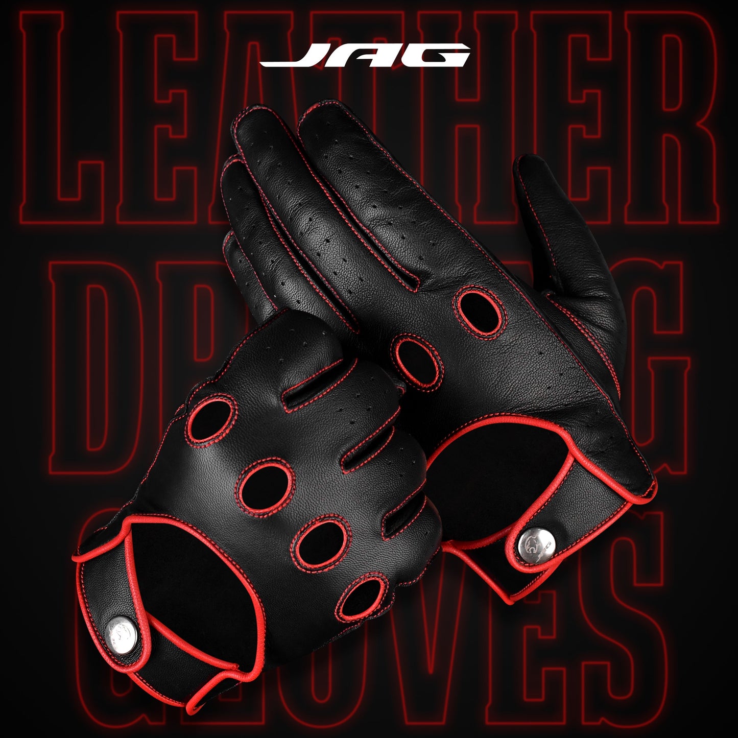 Guantes de Cuero Dark Knight - Diseño de Dedo Completo (Rojo)