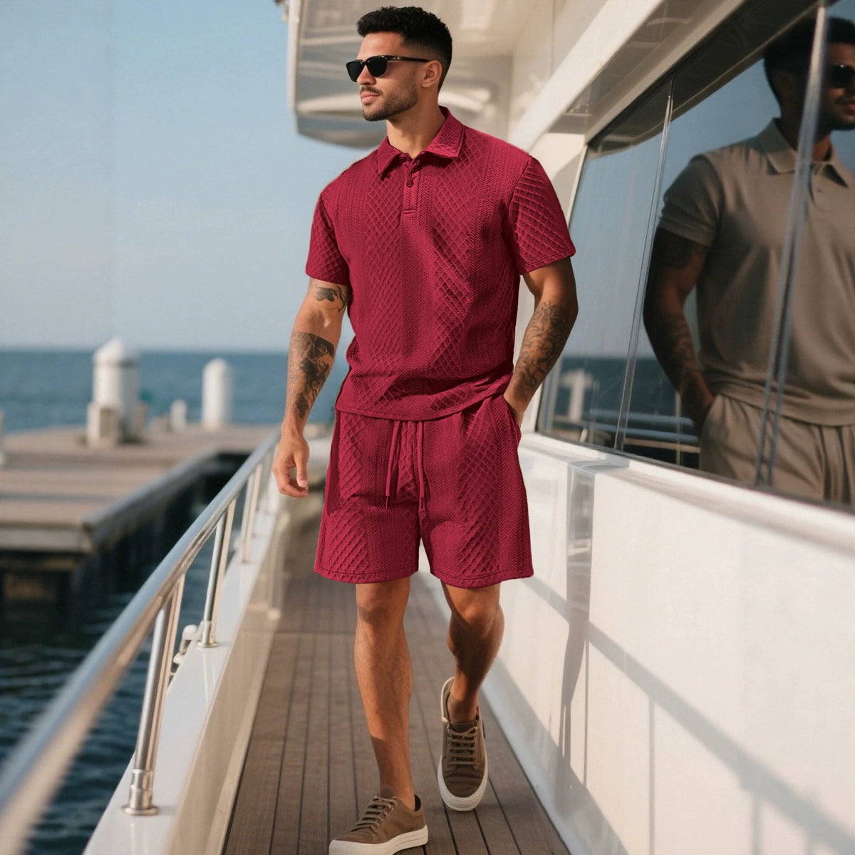 Men Textured Jacquard Stand Collar Top Foreign Trade TK American Style Spring Autumn Zippered Pocket Pullover Sporty Sweatshirt