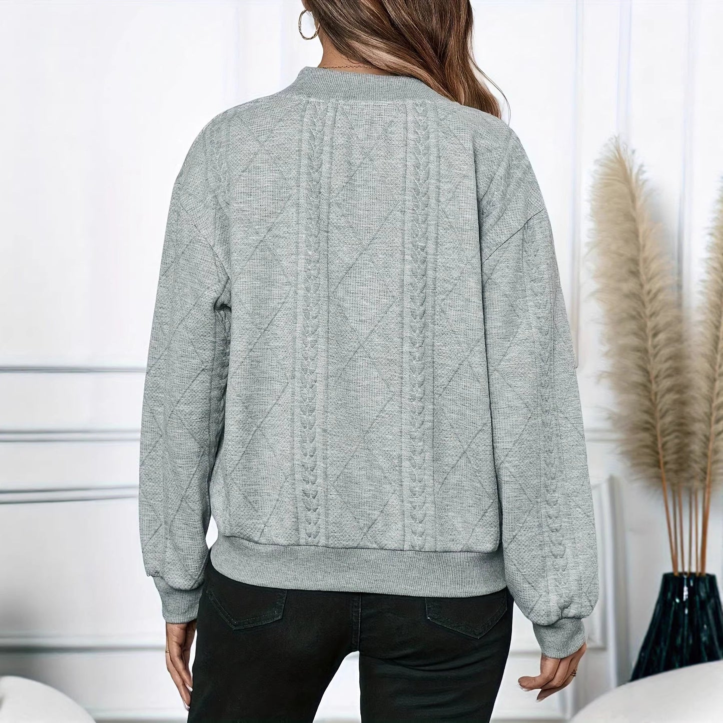 Women's Solid Color Zipper Long Sleeved Casual Jacket