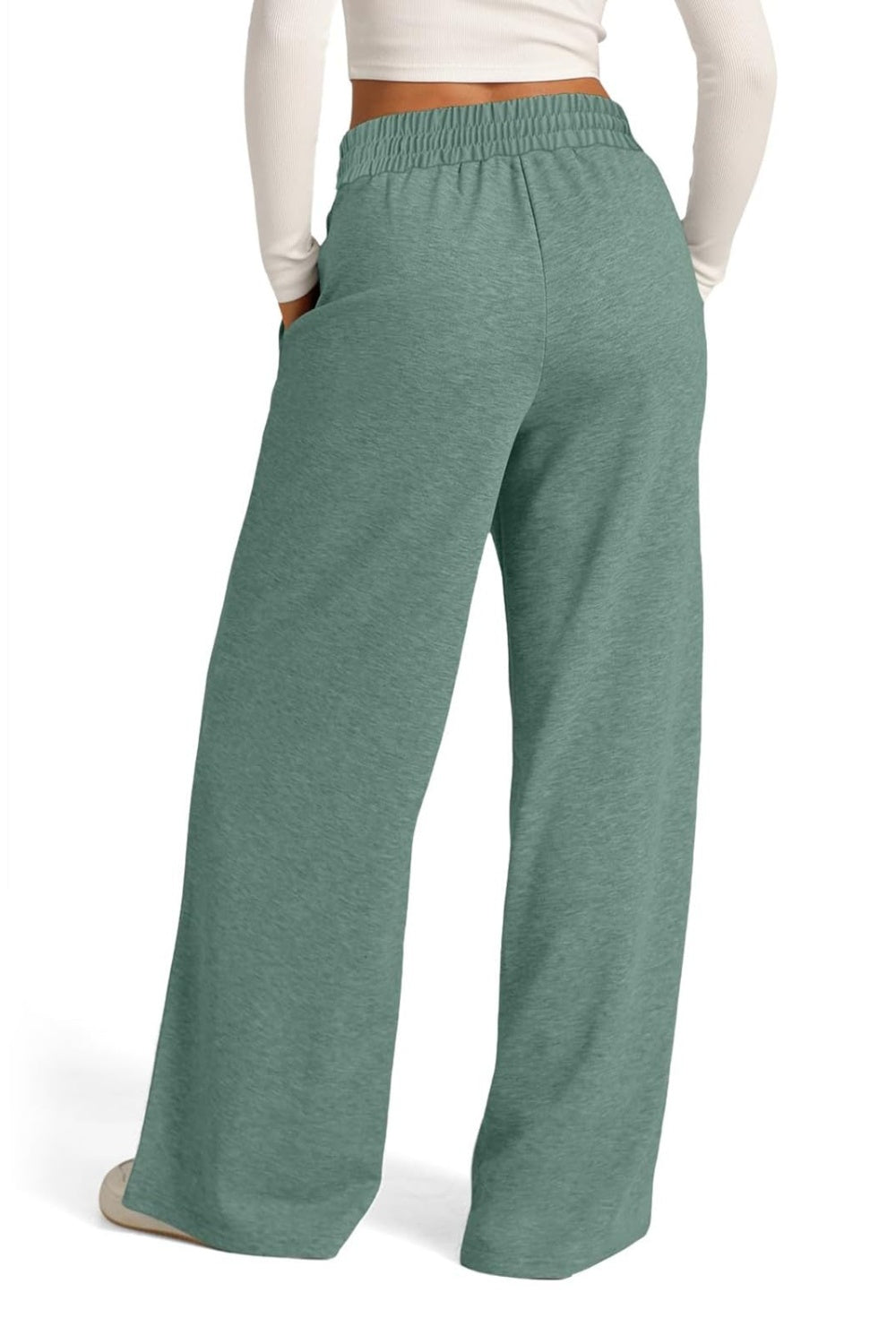 Pantalones de pernera ancha con cintura elástica y cordón ajustable