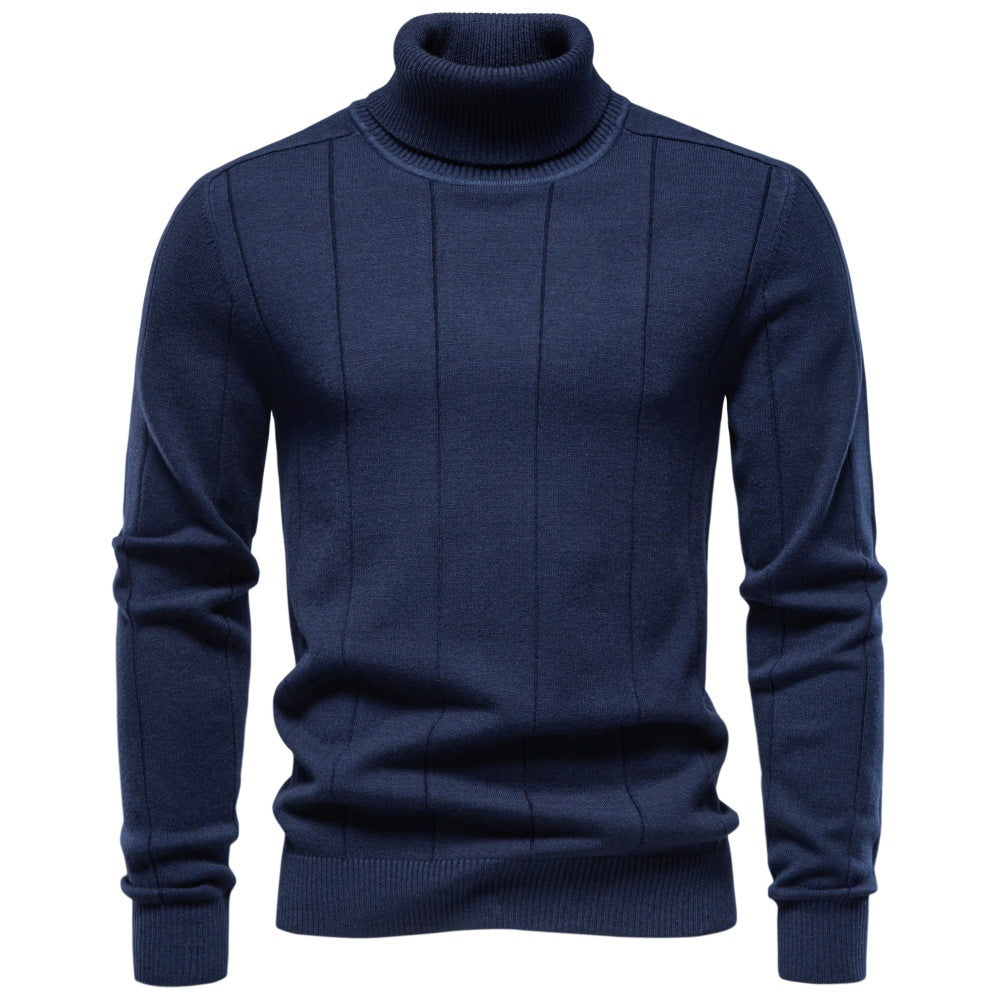 2026 Autumn Winter Cross-Border Trade Thickened Warm Sweater For Men, High Collar Slim Fit Men's Knitwear