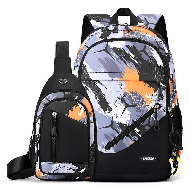 Men's Two-Piece Set Backpack And Chest Bag