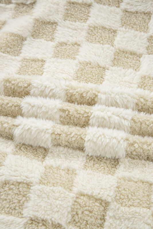 Checker Sherpa Snap Button Vest Jacket With Pocket See size chart under “more details”
