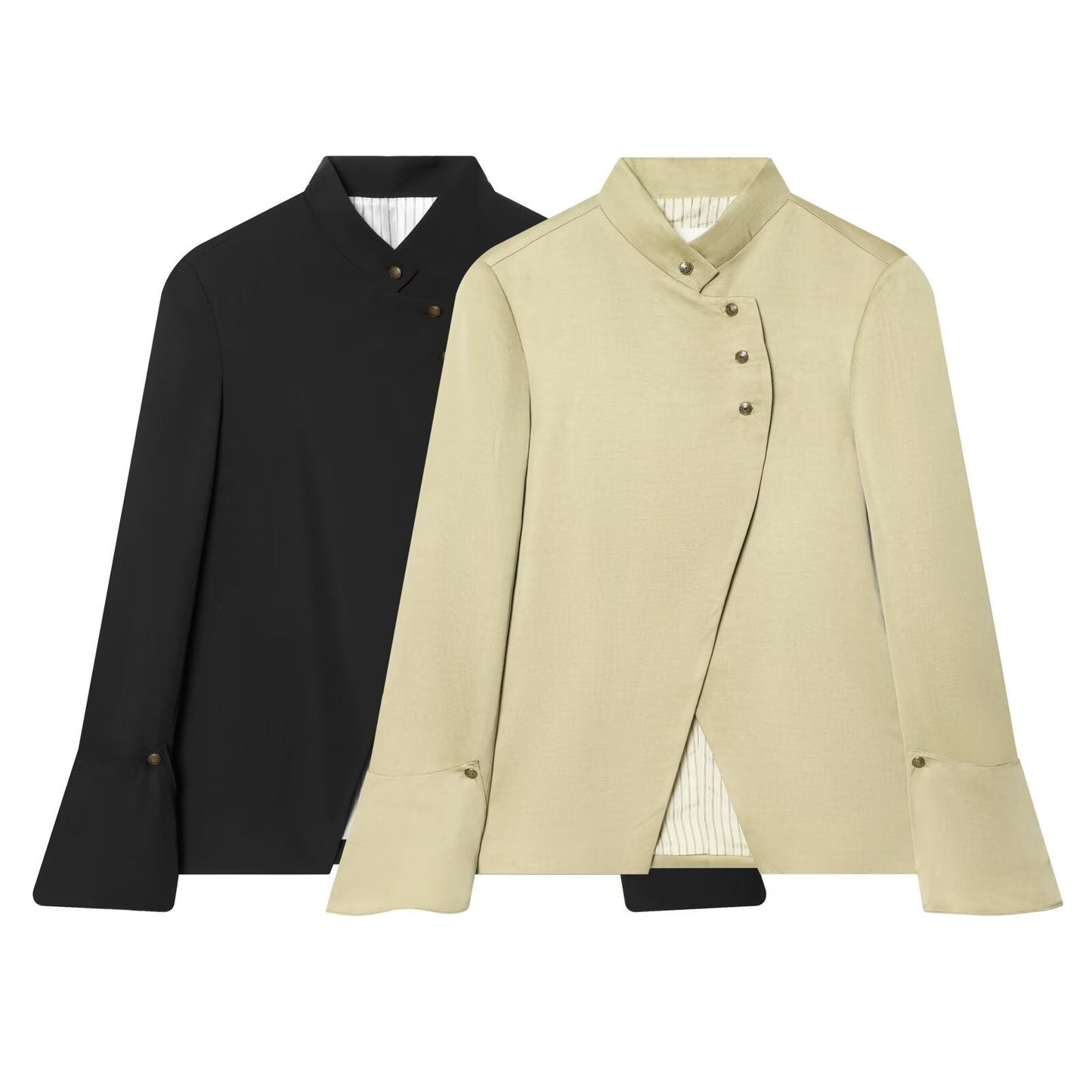 Fashionable And Versatile Tailored Blazer With A Mock Turtleneck And Layered Detailing