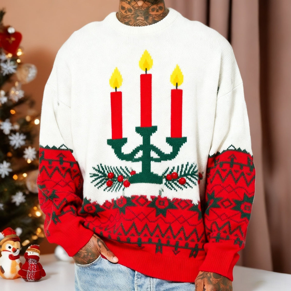 Mens Crew-Neck Sweatshirt With 3D Digital Print