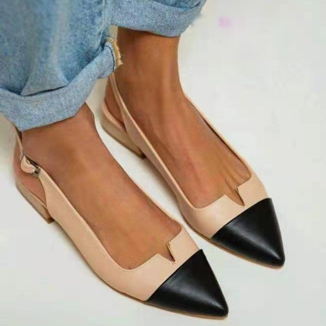Women's Pointed-Toe Color Block Low-Heel Flats