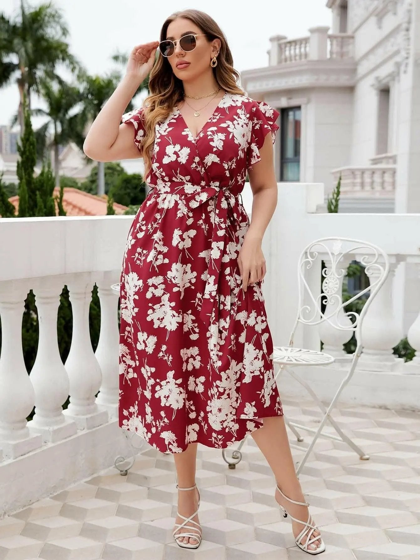 Dresses Trendsi Floral Plus Size Midi Dress - Women's Trendy Style