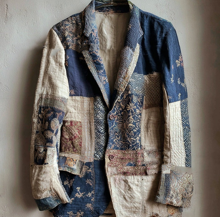 Mens Floral Blazer With Print Suit Jacket