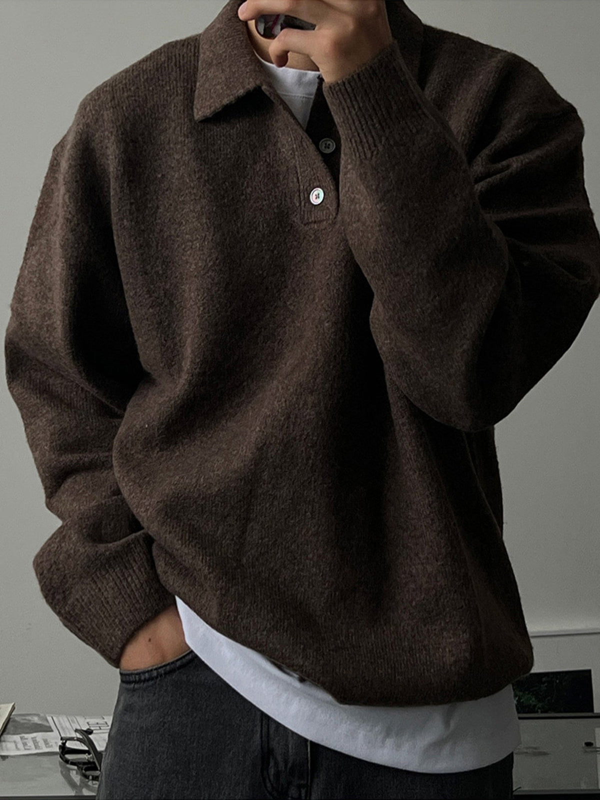 Loose-fitting Casual Long-sleeve Knit Sweater