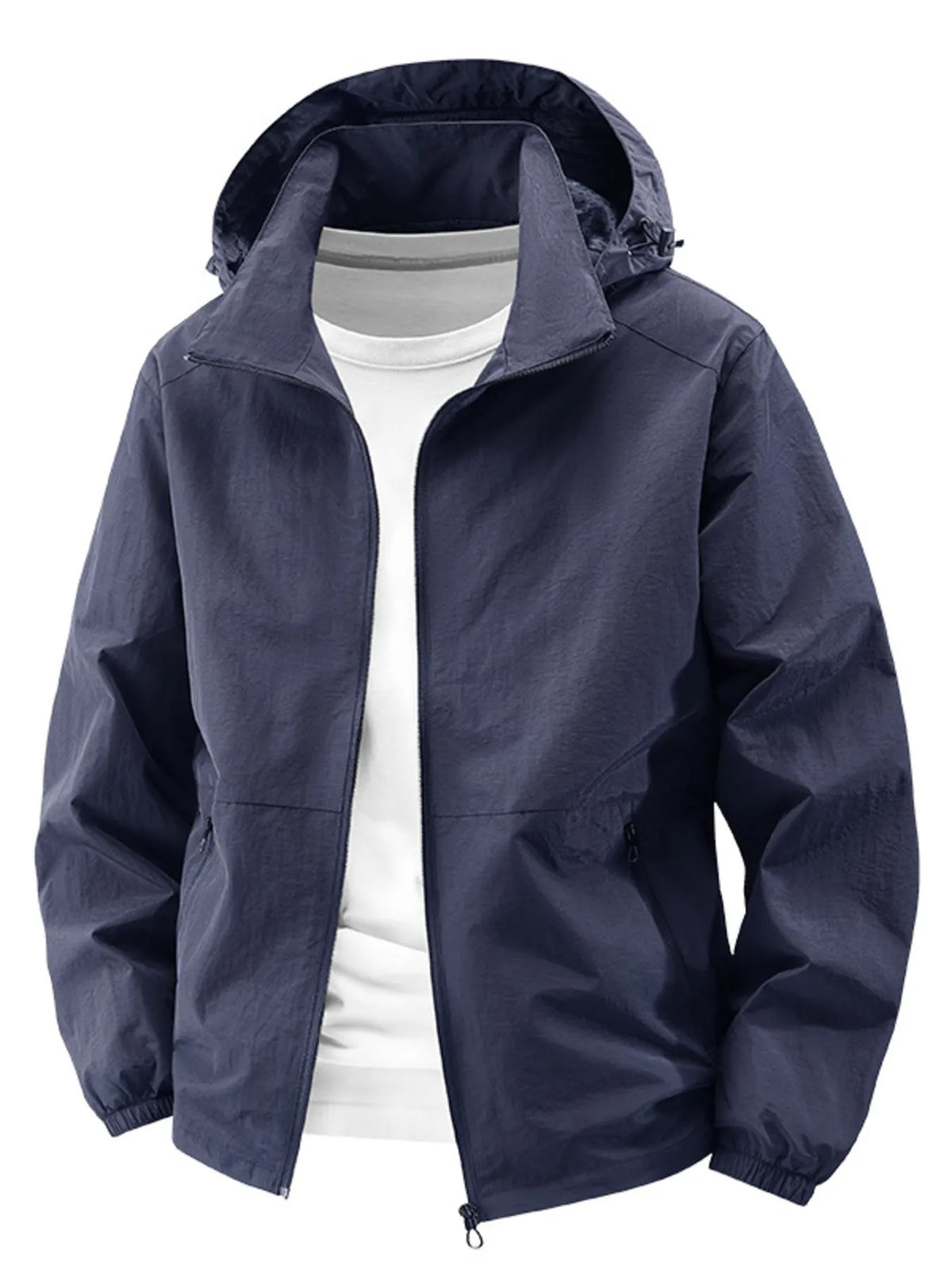 Men's Plus Size Lightweight Hooded Windbreaker Jacket