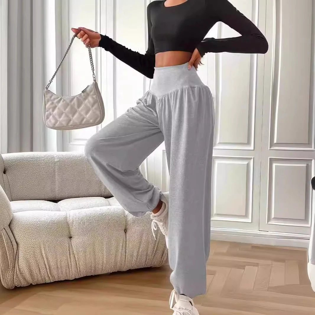 Women's Solid Color Breathable And Hanging Sports Pants