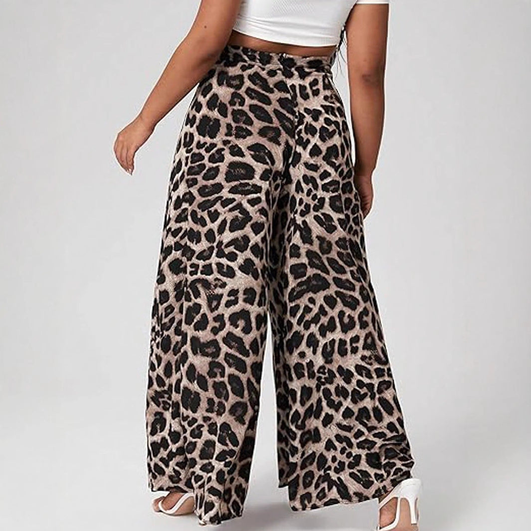 Trendy Leopard Print Plus Size Casual Loose Wide-leg Pants See size chart under “more details”