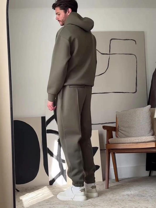Men's Casual Hooded Sweatshirt & Elastic Waist Pants Set