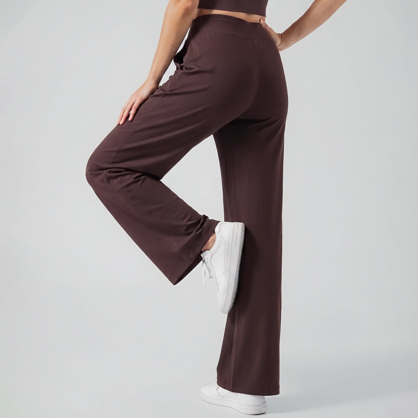 Womens High-Waisted Drawstring Wide-Leg Yoga Pants