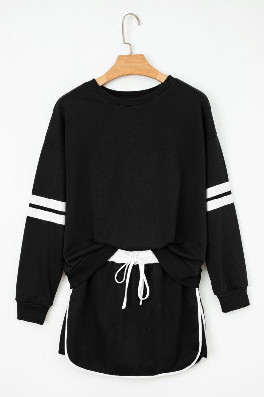 Conjunto de jersey y minifalda Varsity Stripe
