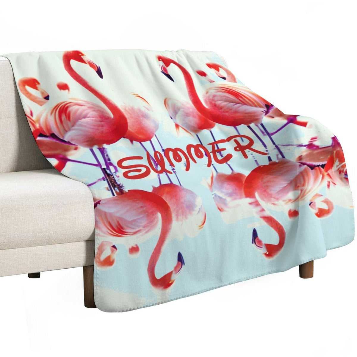 Pink Flamingos Summer Design Sherpa Fleece Throw Blanket - 50" × 60"