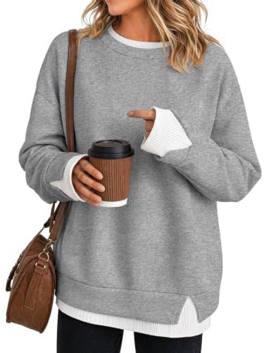 2026 Autumn New European And American Cross-Border Women's Top, Fashionable And Versatile, Loose Casual Style, Faux Two-Piece Long-Sleeve Sweatshirt
