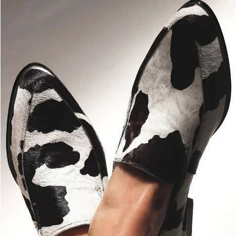 Women's Pointed-Toe Cow Print Flats