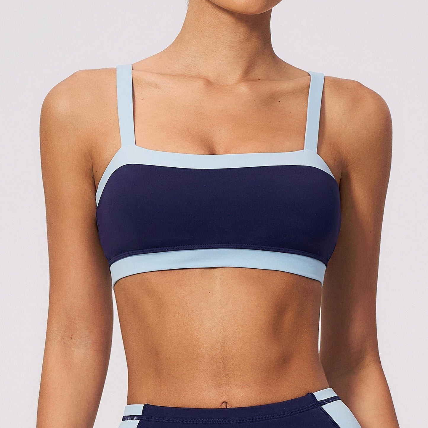 Womens Breathable Sweat Absorbent Color Block Trim Pilates Yoga Bra