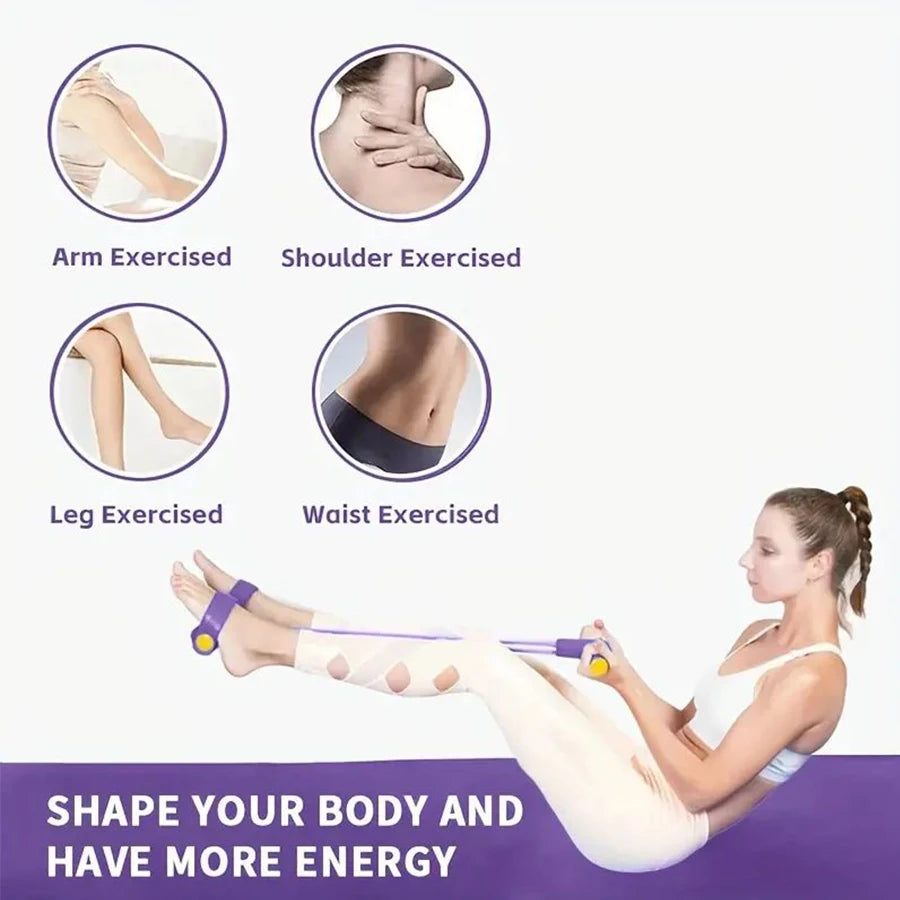 Banda de resistencia elástica de 6 tubos para yoga, ideal para estiramientos de abdomen, cintura, brazos y piernas, y entrenamiento de adelgazamiento.