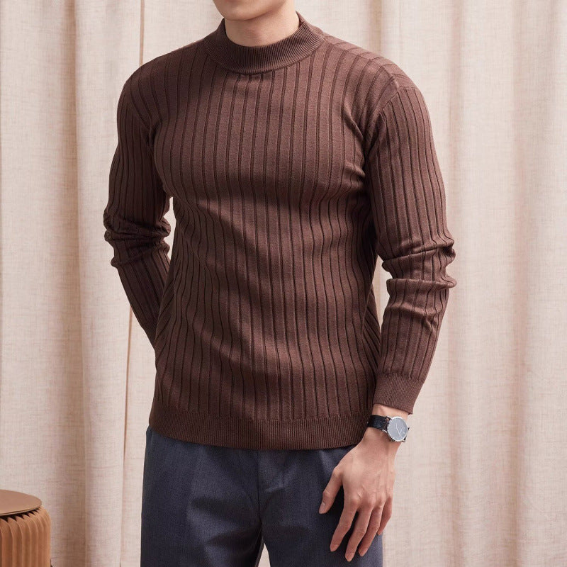 Pullover Textured Mock-neck Sweater For Men