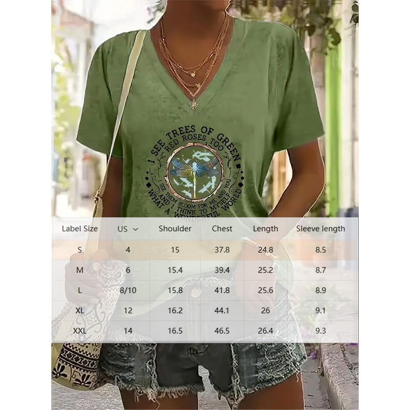 Camiseta de manga corta con estampado de letras, top informal de verano