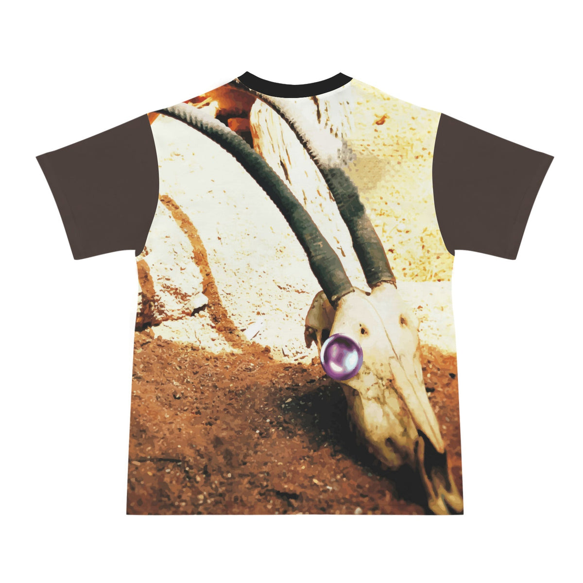 Skull with Jewel Eye Men's All Over Print Ribbed Collar T-shirt