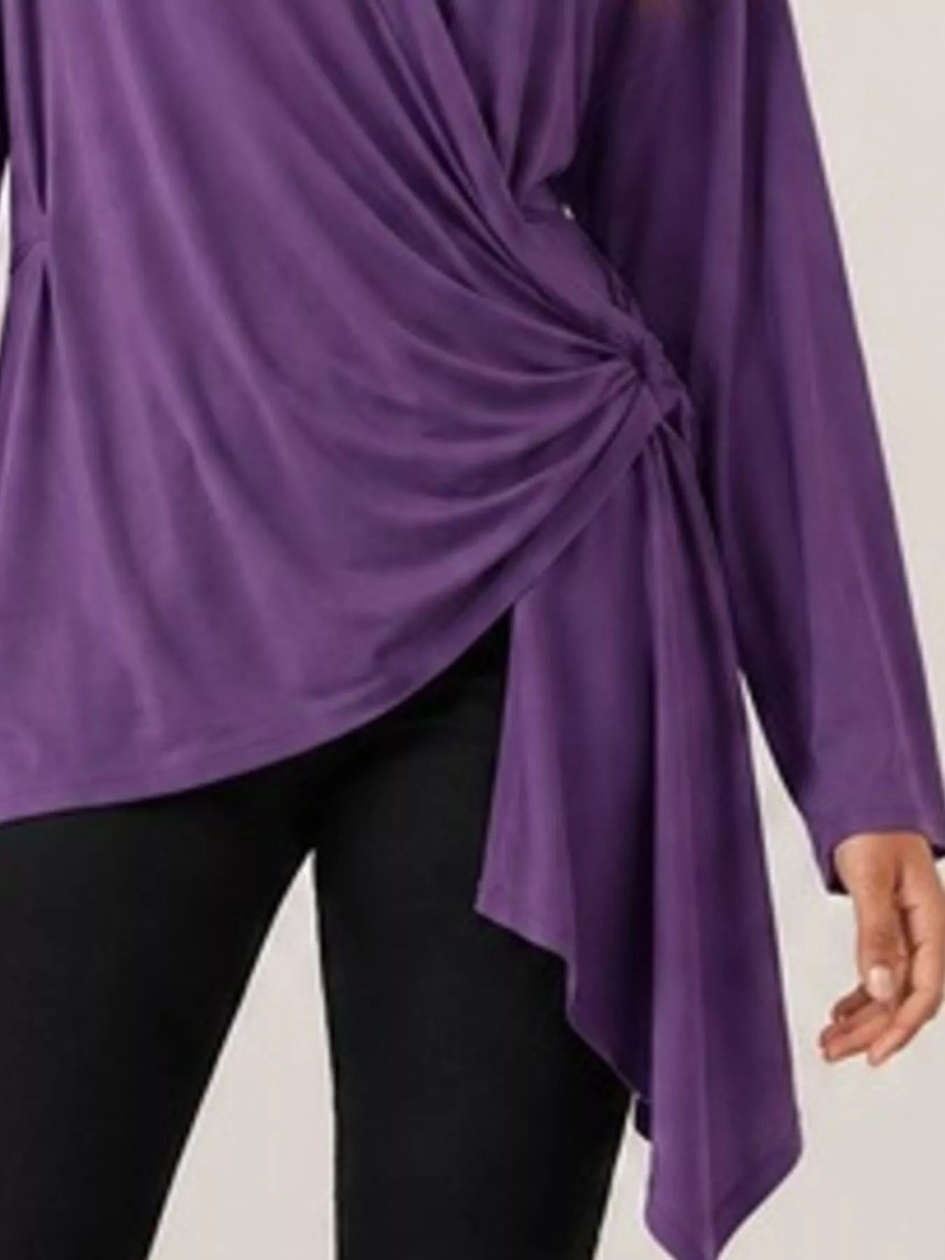 Long Sleeve Wrap T-Shirt with Side Knot Detail