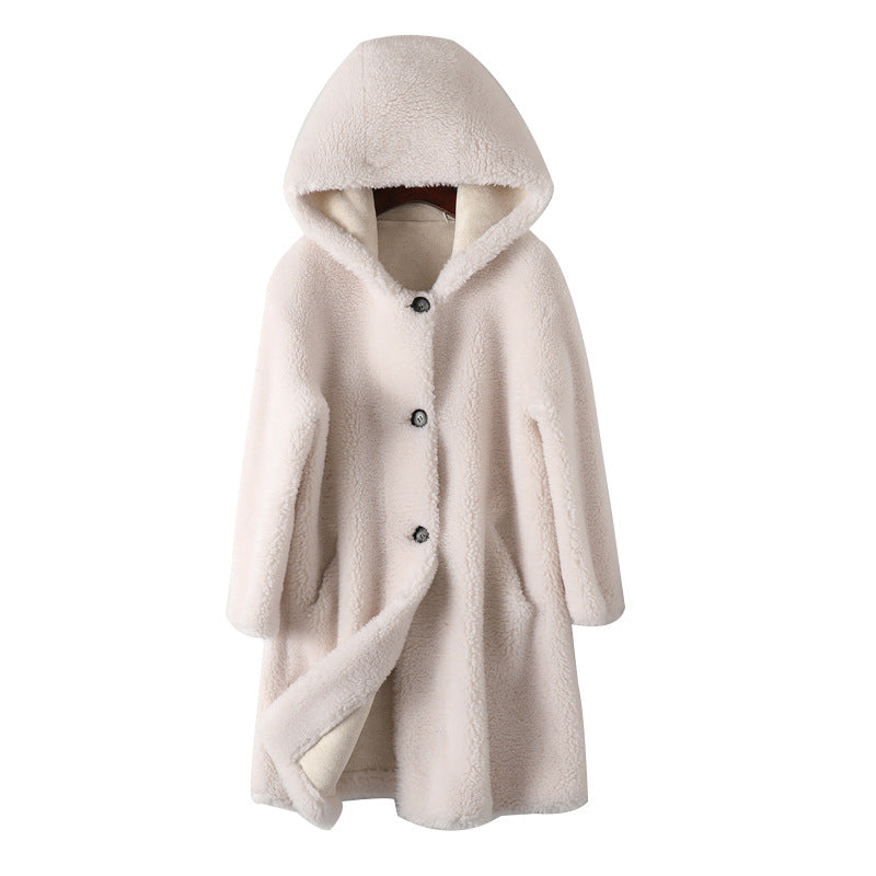 Women's Hooded Lambswool Warm Coat
