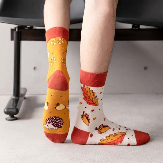 Men's Mid-calf Length Casual Cartoon Foot Socks