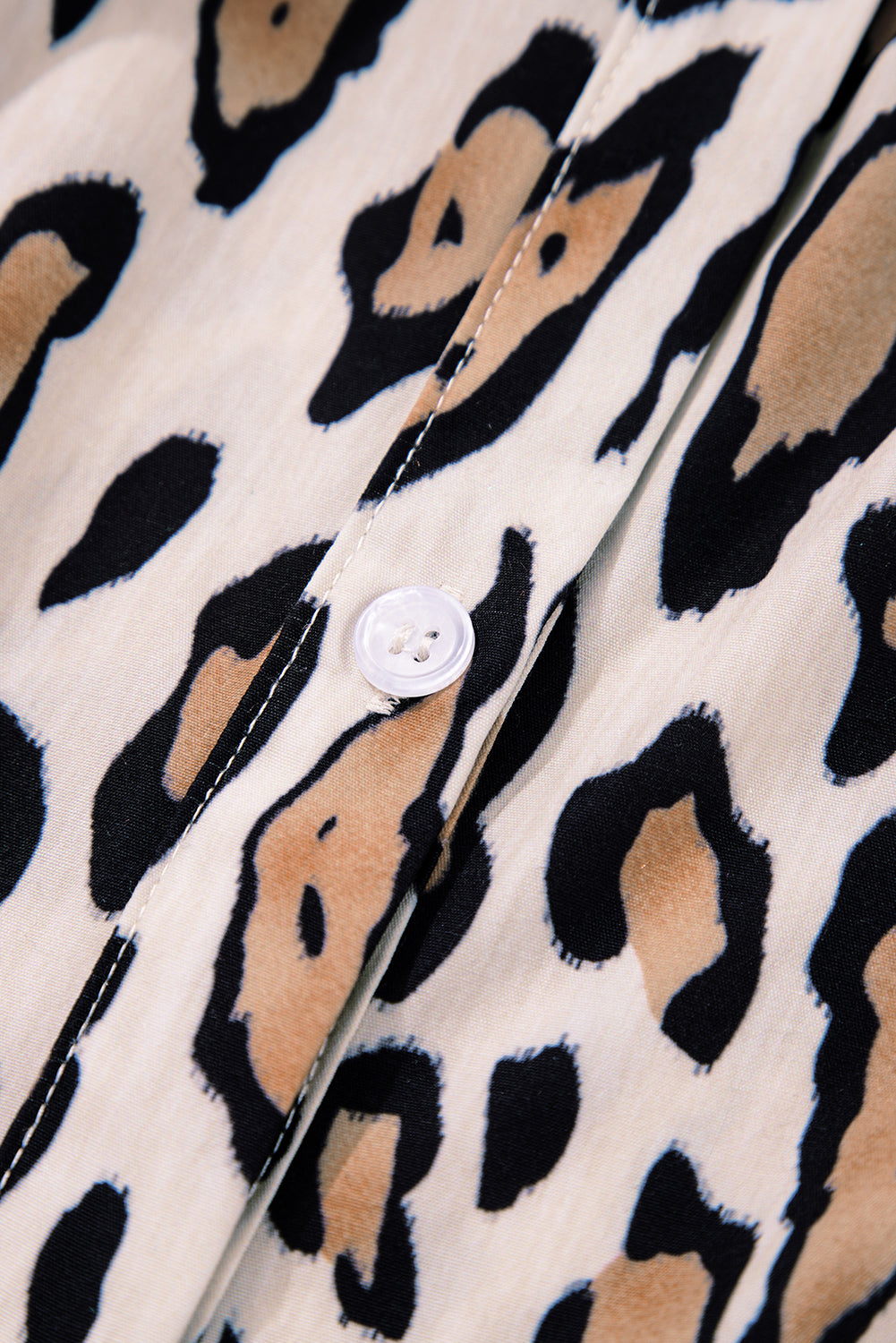 Camisa informal de manga globo y estampado de leopardo extragrande Jet Stream