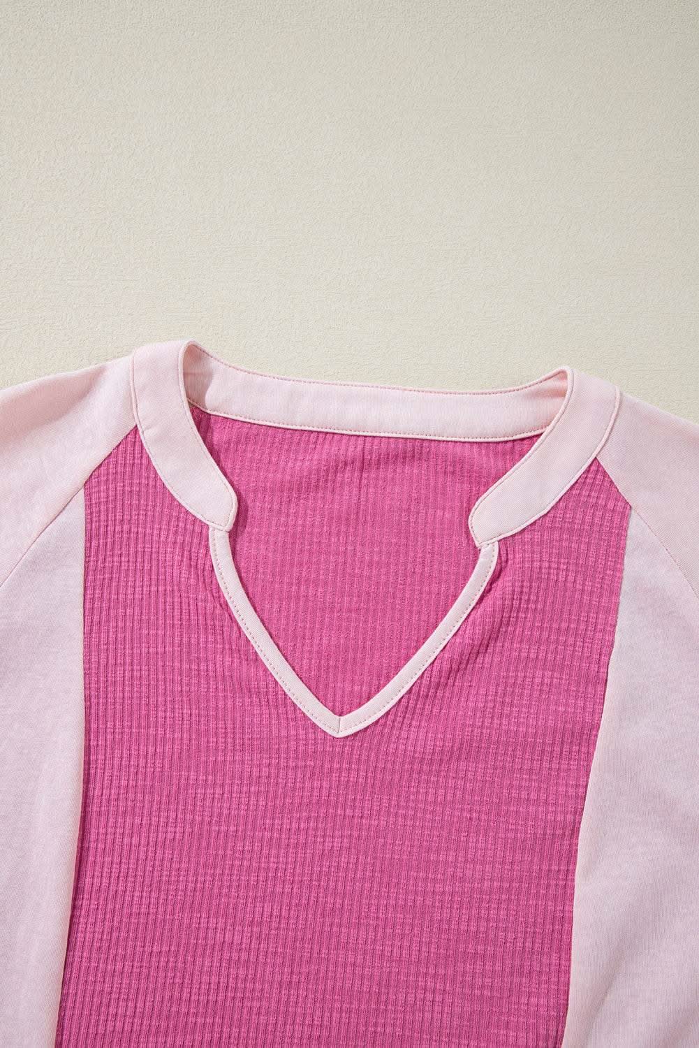 Love Salve Women's Oversize Top Colorblock 3/4 Sleeve — Pink