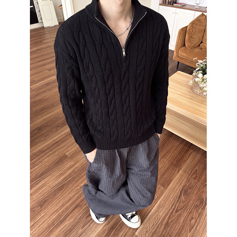 Men's Textured-knit Sweater With A Preppy Old-money Vibe