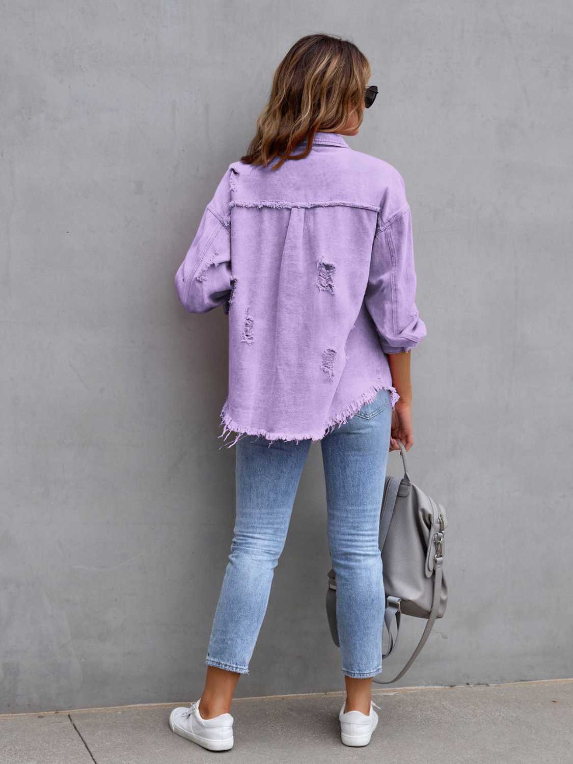 Chaqueta de mezclilla oversize con efecto desgastado