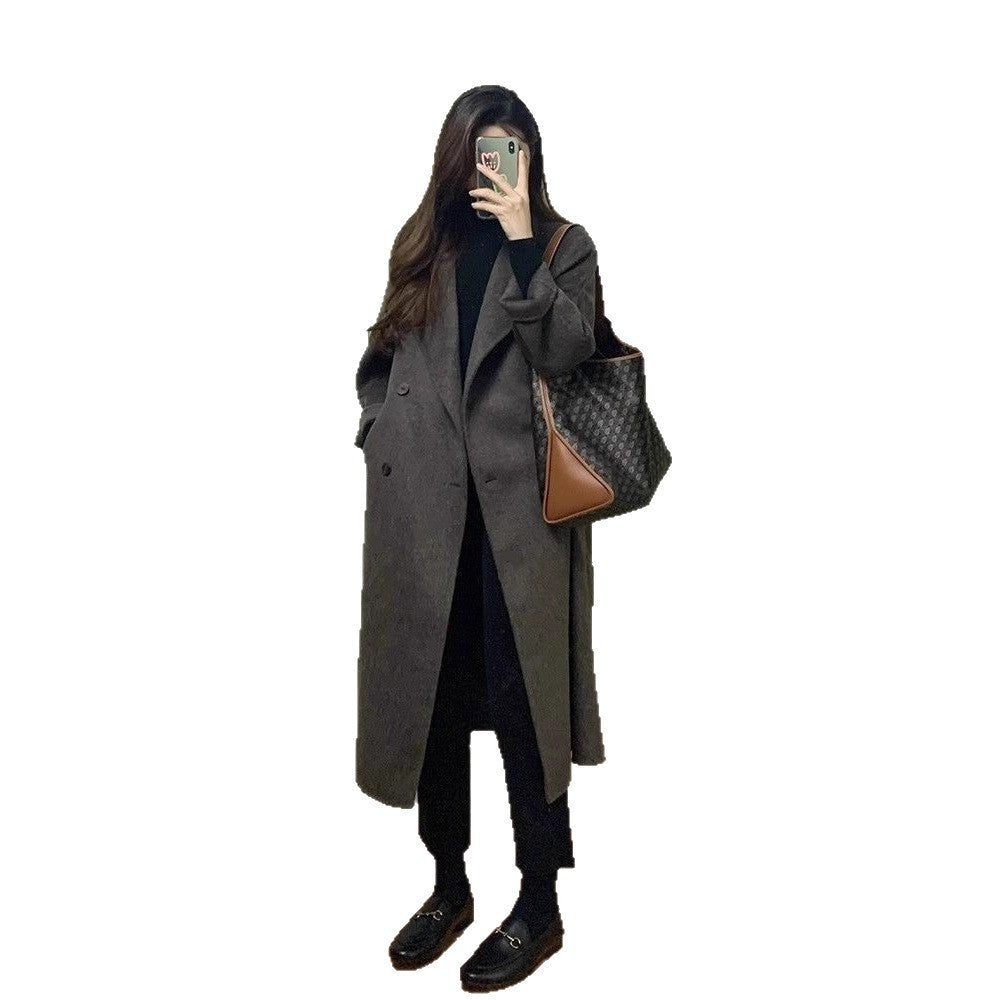 Women's Thickened Knee-length Mid-long Korean-style Wool Coat