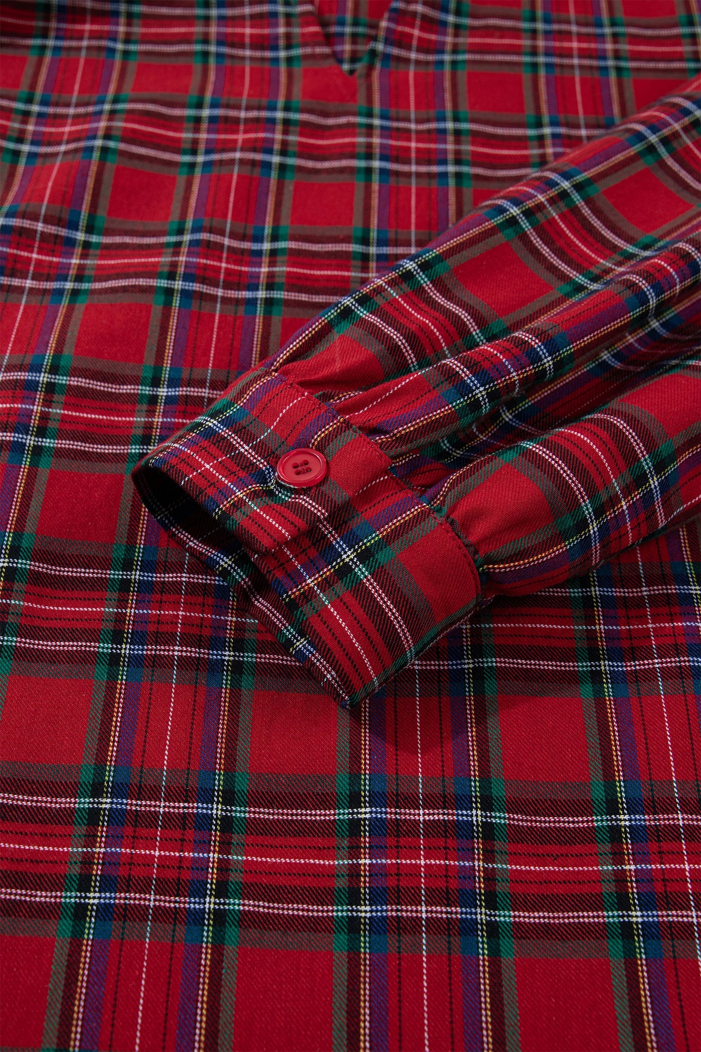 Red Plaid Long Sleeve Mini Shift Silhouette Decoration Dress