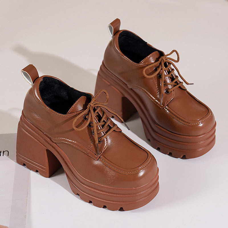 Platform British Style Lace-Up Wedges