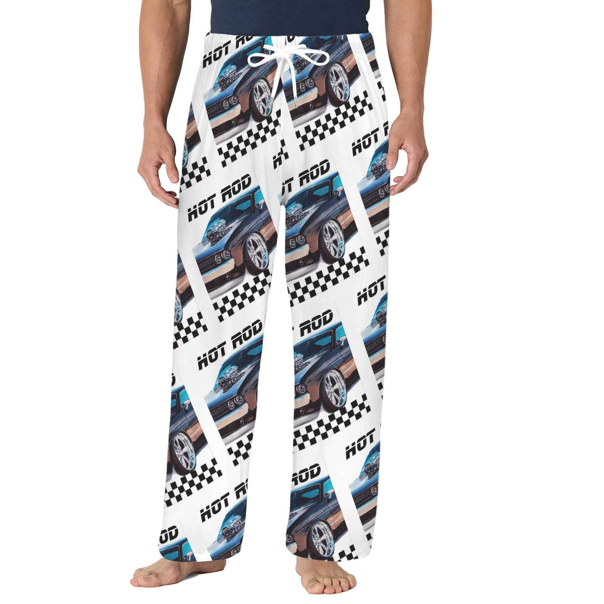 Hot Rod Muscle Car Men's Drawstring Pajama Trousers Without Pockets