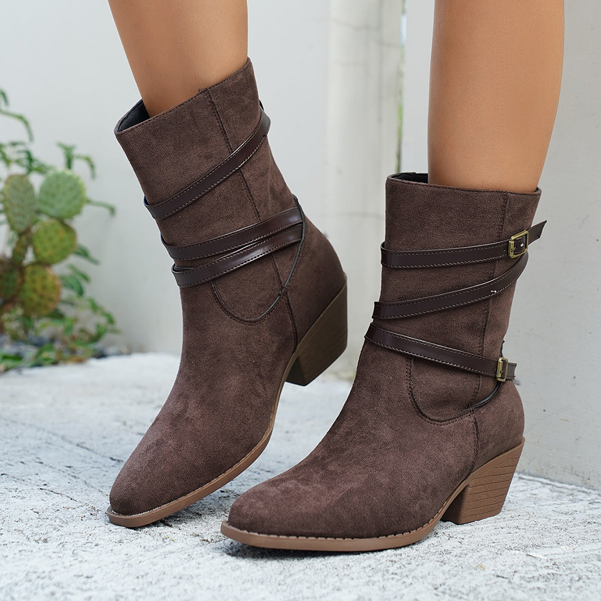 Botines de algodón vintage de corte bajo para mujer – Botines retro hasta el tobillo