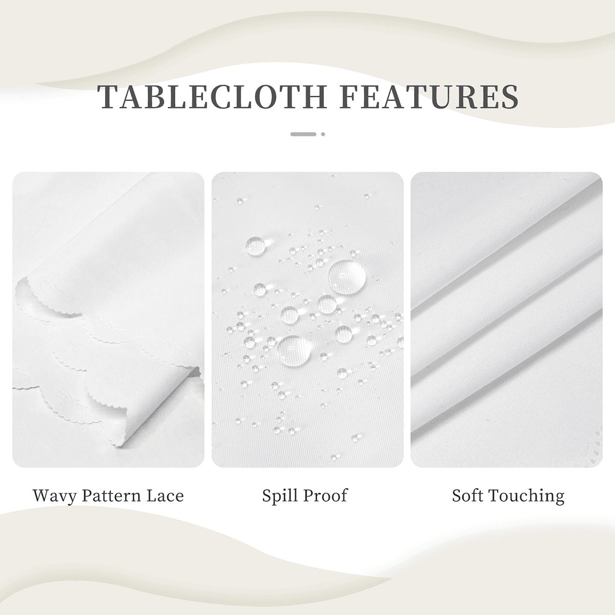 Heritage Revival Quilt Design Round Tablecloth with Wavy Edge - 60" x 60"