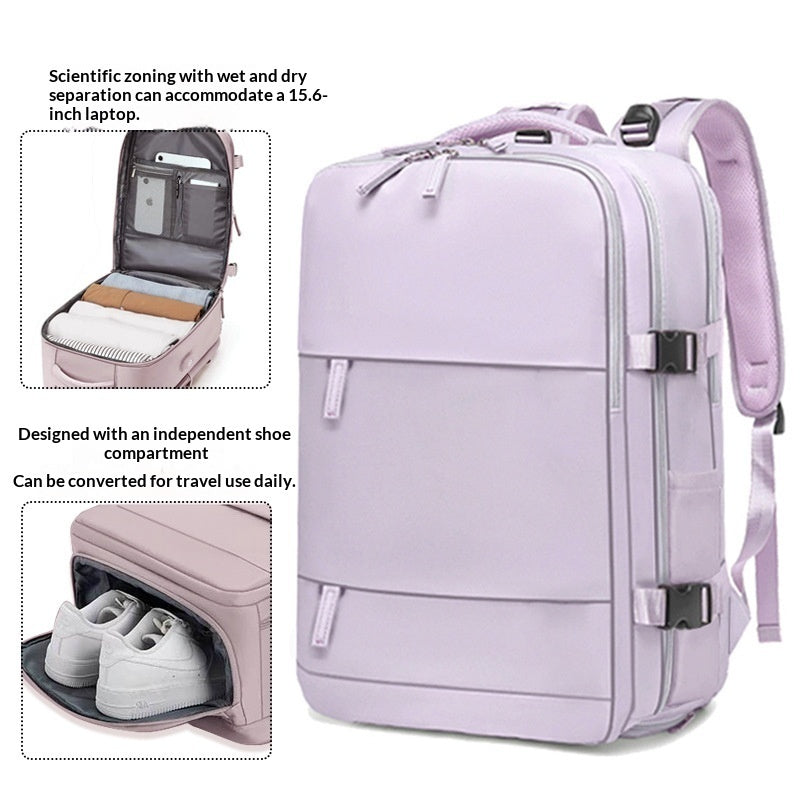 Mens Casual Travel Waterproof Laptop Backpack With Dry-Wet Separation