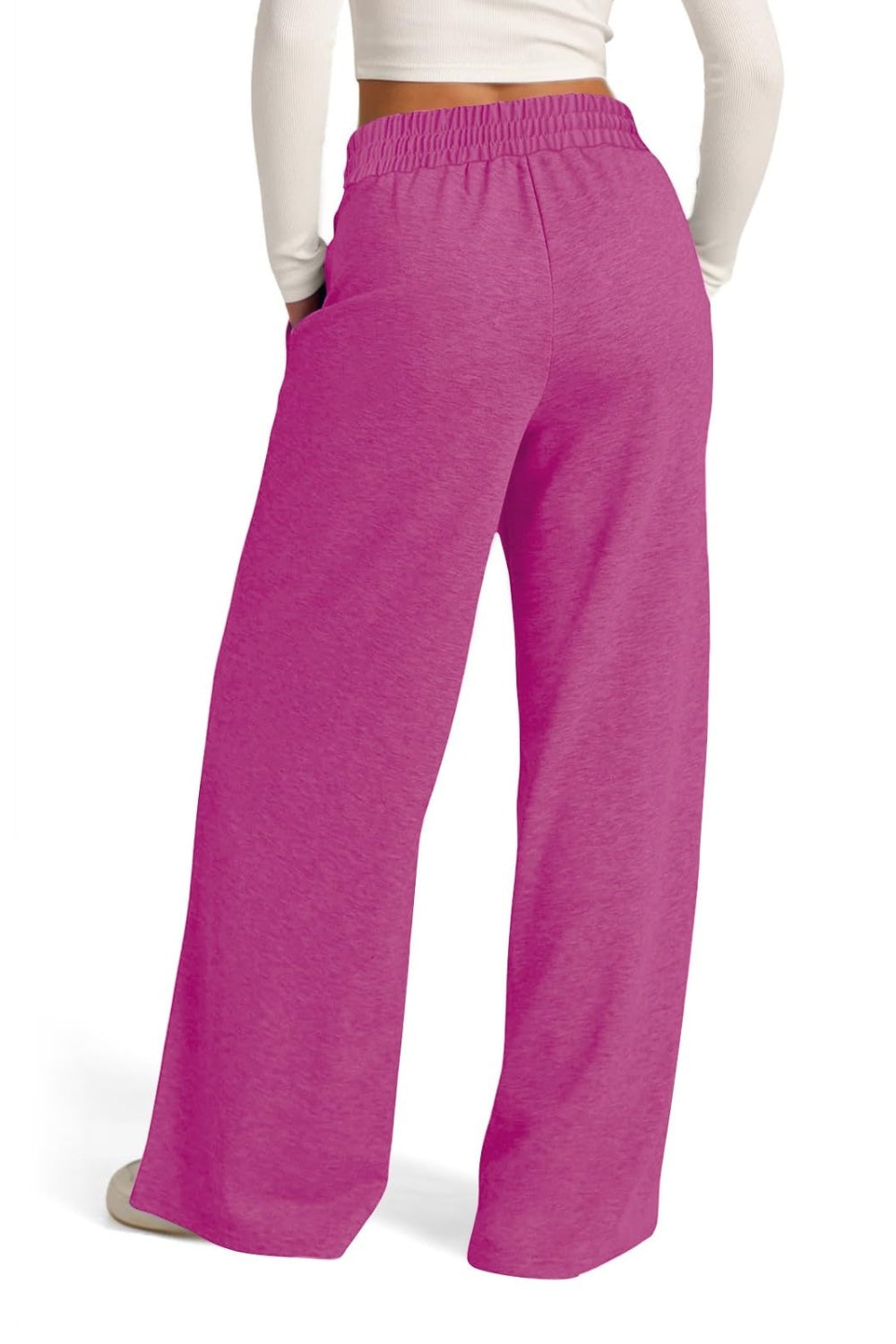 Pantalones de pernera ancha con cintura elástica y cordón ajustable