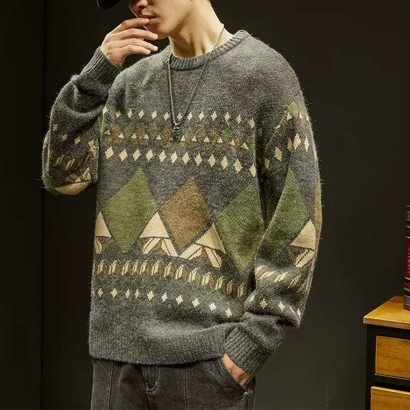 Retro Oversized Mens Sweater Top
